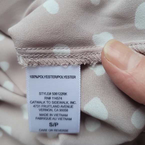 Pleione Tracy Dotted Long Sleeve Blouse, VGUC, Size S - Picture 6 of 7